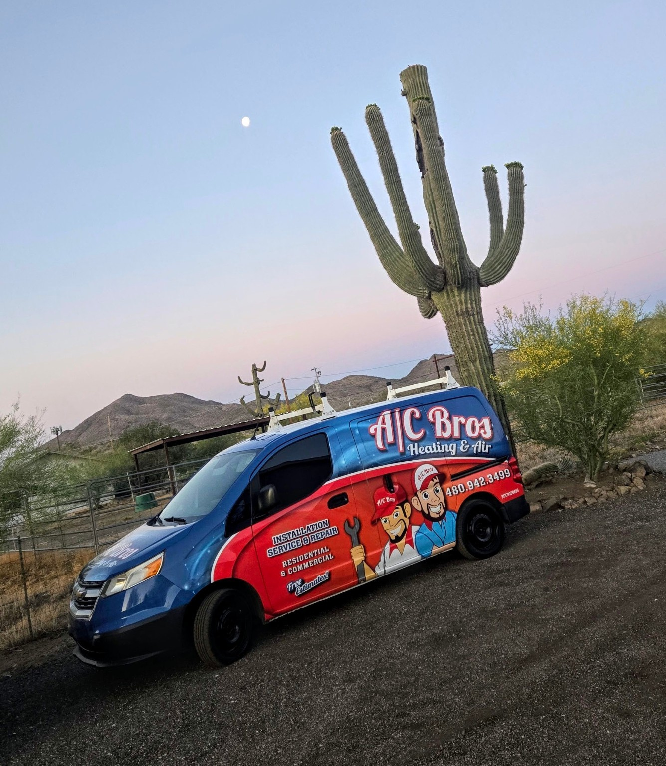 A/C Bros service van in the Arizona desert